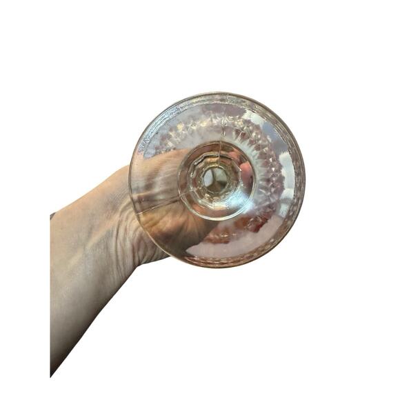 Vintage Indiana Glass Cranberry Ruby Red Rim Diamond Point Candy Dish Compote - Picture 6 of 6